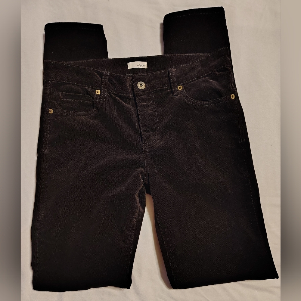 Edyson Hampton Skinny Women's Black Corduroy Pants Size 28L NWOT